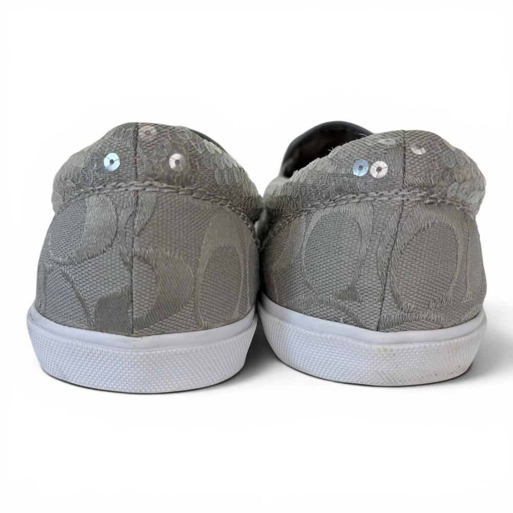 VTG Coach Kivy Sequin Slip On Sneakers Women 10B Gray Signature Casual Designer - Picture 3 of 11